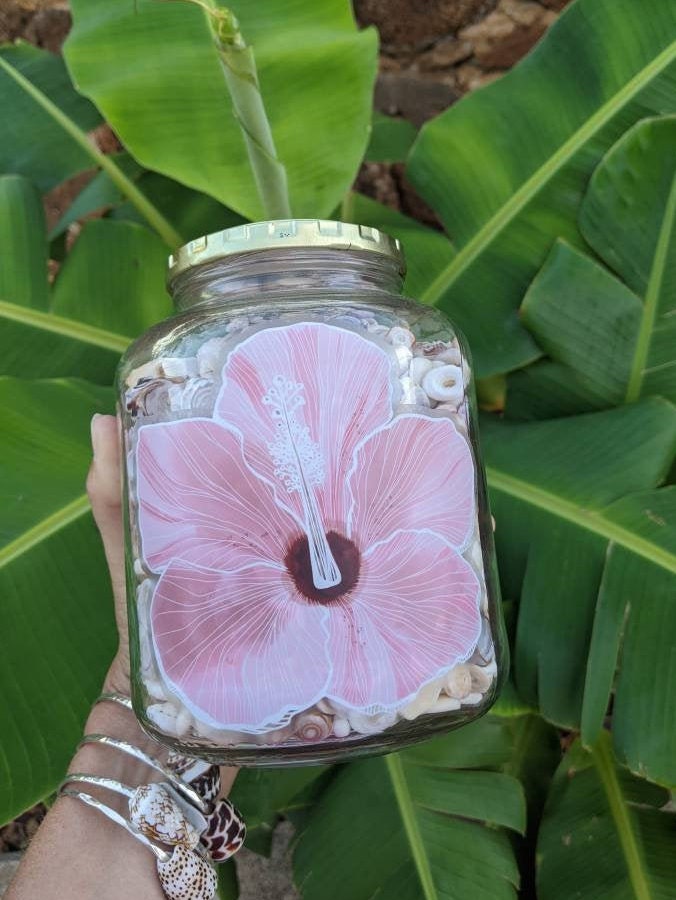 Hibiscus Sticker - Hibiscus Decal - Hibiscus Laptop Sticker - Tropical Flower Bumper Sticker - Artist Sticker - Hawaii Sticker