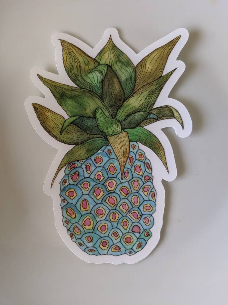 Hawaiian Pineapple Sticker - Pineapple Decal - Pineapple Laptop Sticker - Pineapple Clear Sticker - Pineapple Bumper Sticker