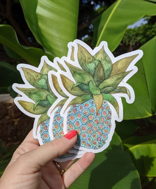 Hawaiian Pineapple Sticker - Pineapple Decal - Pineapple Laptop Sticker - Pineapple Clear Sticker - Pineapple Bumper Sticker