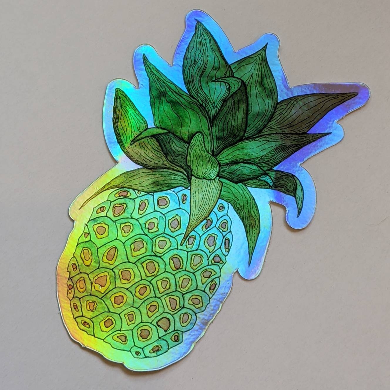 Holographic Hawaiian Pineapple Sticker - Pineapple Decal - Pineapple Laptop Sticker - Pineapple Clear Sticker - Pineapple Bumper Sticker