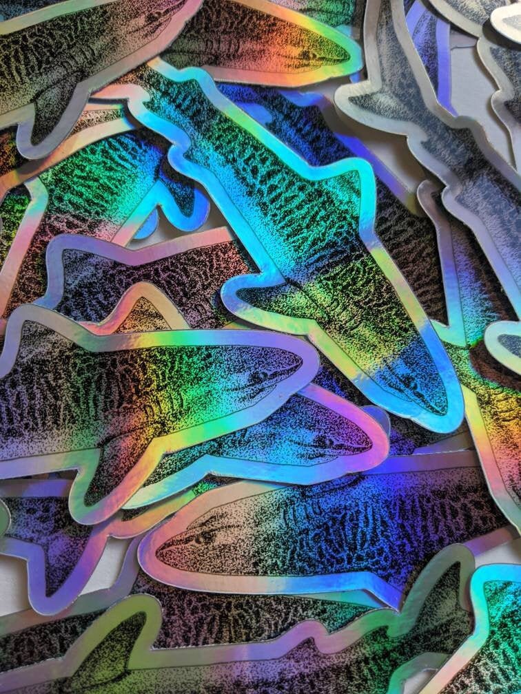 Holographic Tiger Shark Sticker - Tiger Shark Decal - Tiger Shark Laptop Sticker - Tiger Shark Bumper Sticker