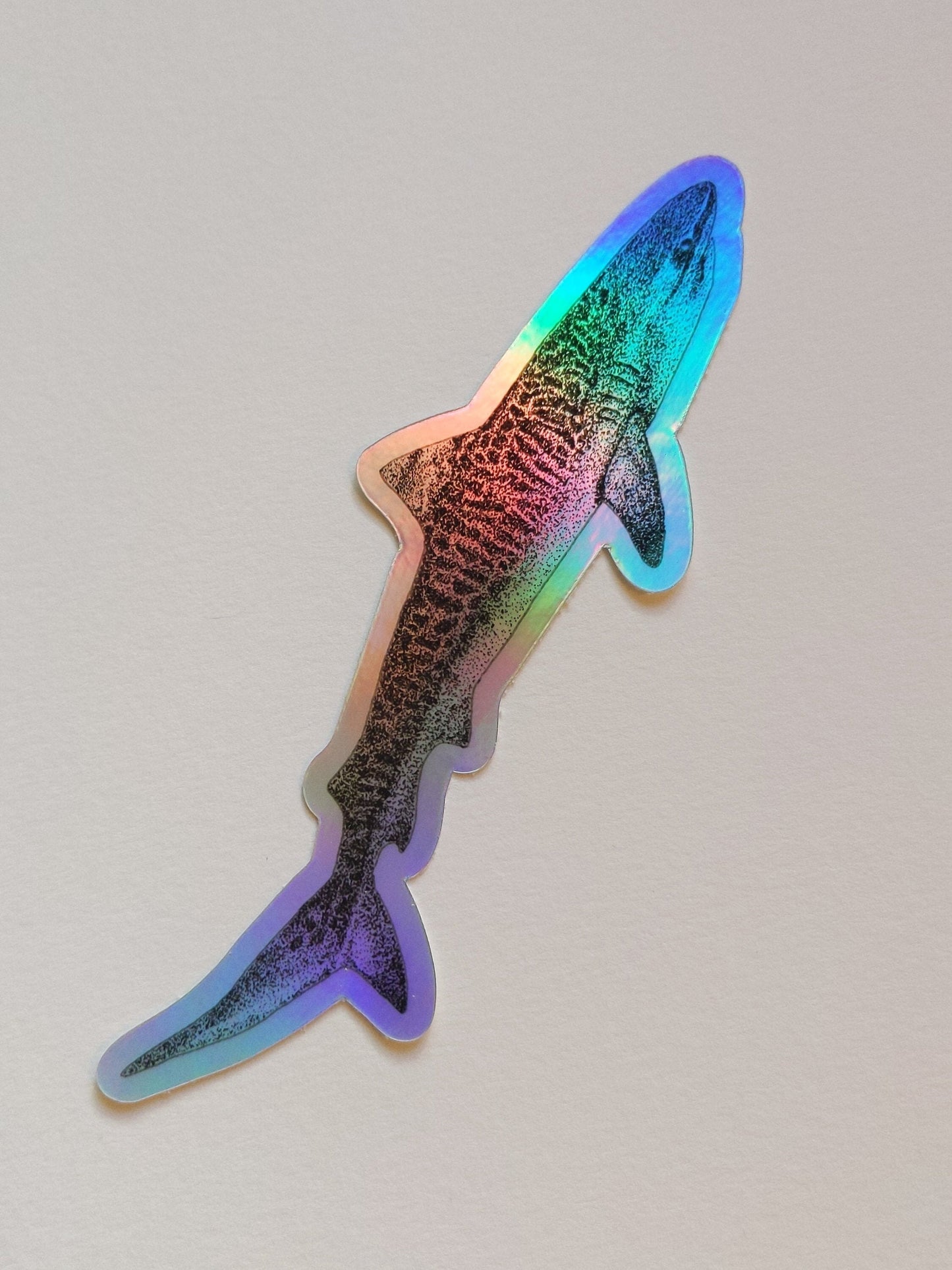 Holographic Tiger Shark Sticker - Tiger Shark Decal - Tiger Shark Laptop Sticker - Tiger Shark Bumper Sticker