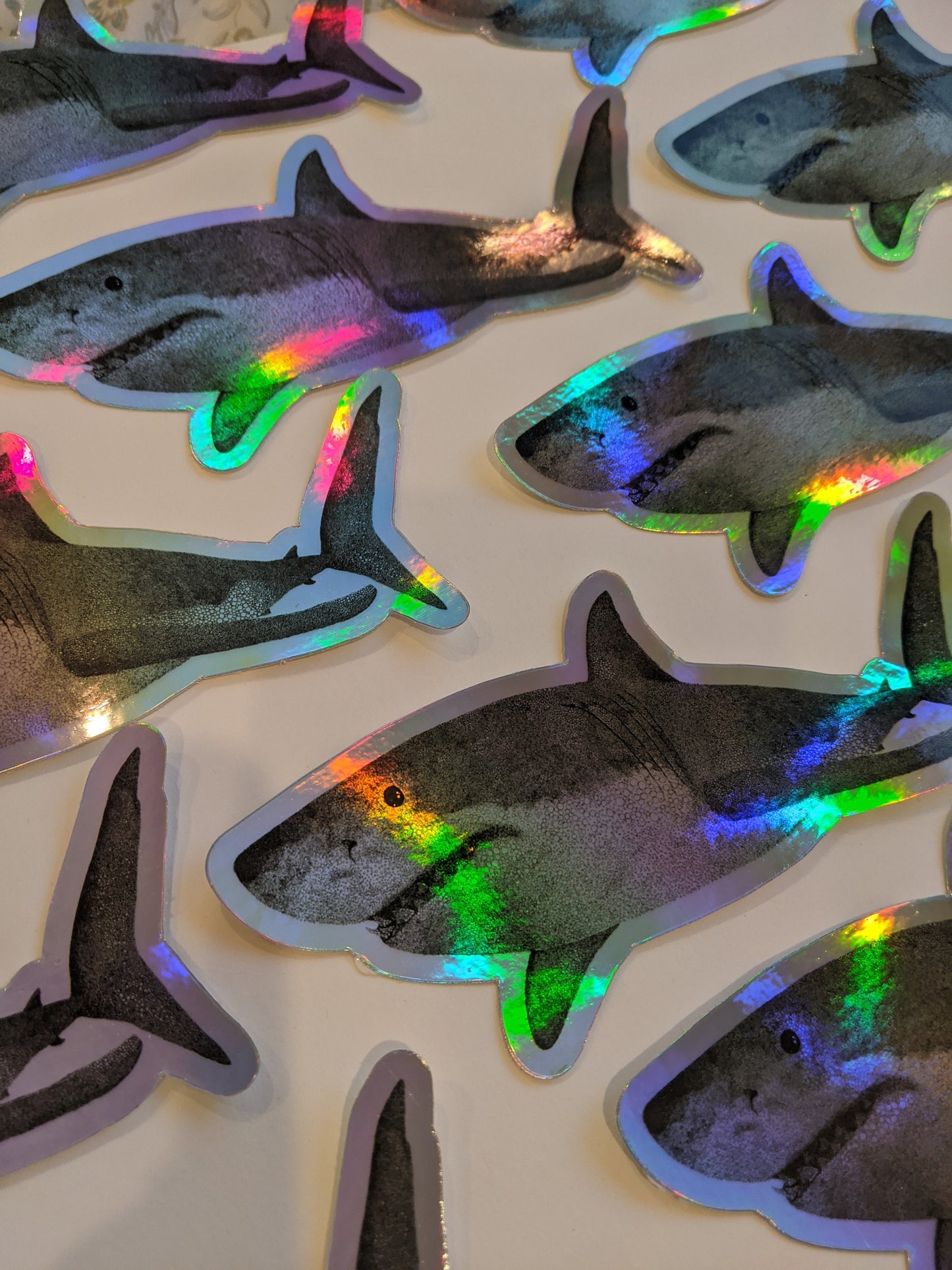 Holographic Great White Shark Sticker - Great White Shark Decal - Great White Shark Laptop Sticker -  Shark Bumper Sticker - Shark Sticker