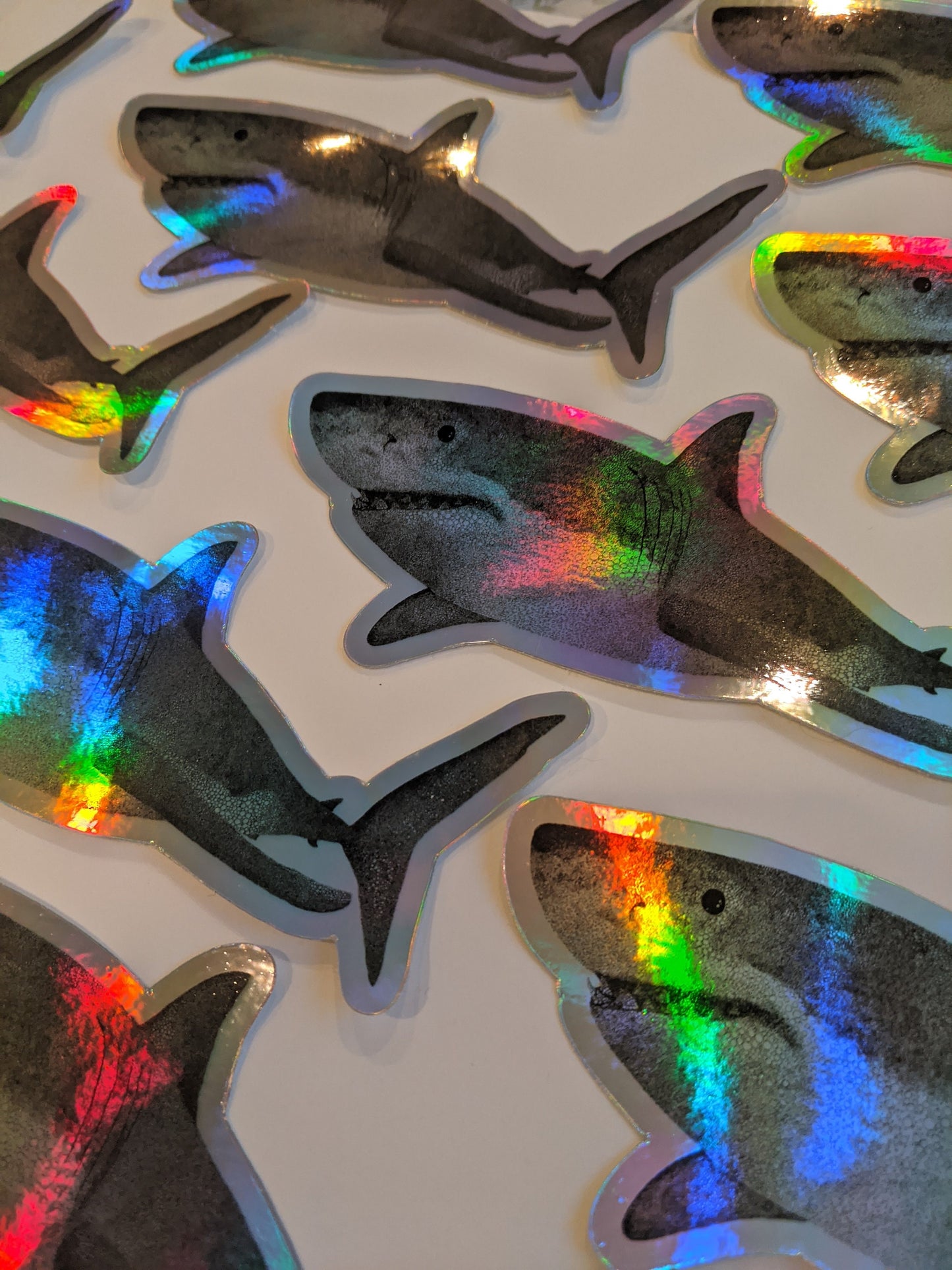 Holographic Great White Shark Sticker - Great White Shark Decal - Great White Shark Laptop Sticker -  Shark Bumper Sticker - Shark Sticker